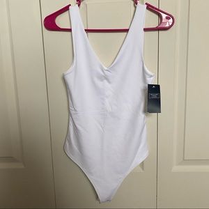 Double-Layered Seamless Fabric V-Neck Bodysuit